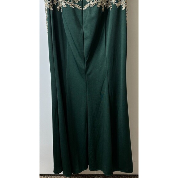 Eva USA Gown 4XL GRN Sleeveless V-Neck EV 5225 Metallic Embroidered Embellished - Picture 15 of 16